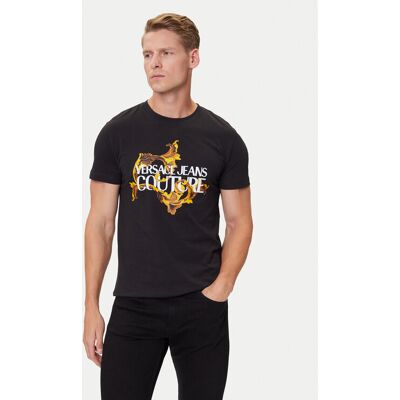 Versace Jeans Couture Tričko 79GAHE02 CJ00E Čierna Regular Fit Muži Versace Jeans Couture Tričko 79GAHE02 CJ00E Čierna Regular Fit Muži