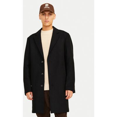 Jack & Jones Vlnený kabát Harris 12263845 Čierna Regular Fit Muži Jack & Jones Vlnený kabát Harris 12263845 Čierna Regular Fit Muži