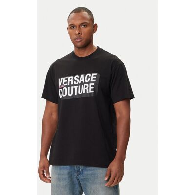 Versace Jeans Couture Tričko 79GAHP02 CJ01P Čierna Regular Fit Muži Versace Jeans Couture Tričko 79GAHP02 CJ01P Čierna Regular Fit Muži