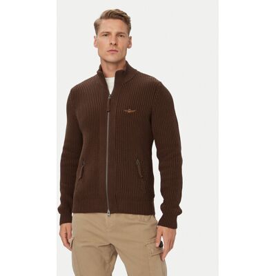 Aeronautica Militare Kardigán 262MA1664UL00409 Hnedá Regular Fit Muži Aeronautica Militare Kardigán 262MA1664UL00409 Hnedá Regular Fit Muži