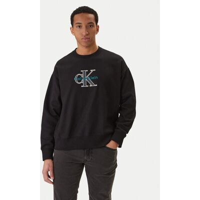 Calvin Klein Jeans Mikina Premium Monologo LV04RE200G Čierna Regular Fit Muži Calvin Klein Jeans Mikina Premium Monologo LV04RE200G Čierna Regular Fit Muži
