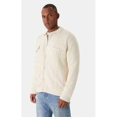 JOOP! Jeans Kardigán Walto 30047659 Écru Modern Fit Muži JOOP! Jeans Kardigán Walto 30047659 Écru Modern Fit Muži