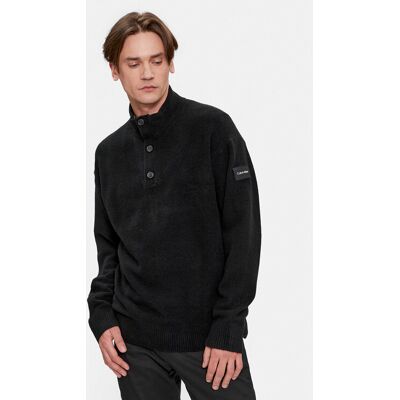 Calvin Klein Sveter K10K111960 Čierna Regular Fit Muži Calvin Klein Sveter K10K111960 Čierna Regular Fit Muži