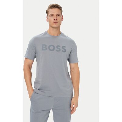 BOSS Tričko Structure Logo 50566883 Sivá Regular Fit Muži BOSS Tričko Structure Logo 50566883 Sivá Regular Fit Muži
