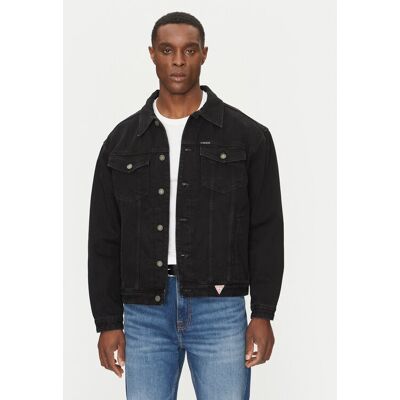 Guess Jeans Džínsová bunda M4BN38 D5EK2 Čierna Regular Fit Muži Guess Jeans Džínsová bunda M4BN38 D5EK2 Čierna Regular Fit Muži