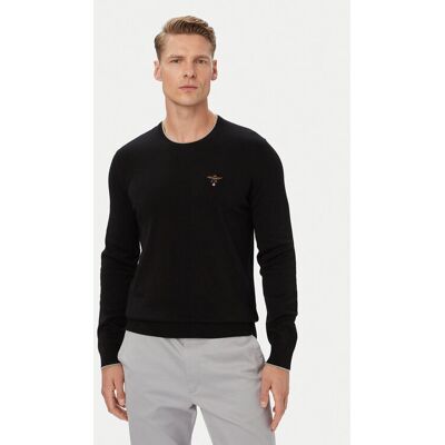 Aeronautica Militare Sveter 262MA1631UL00506 Čierna Regular Fit Muži Aeronautica Militare Sveter 262MA1631UL00506 Čierna Regular Fit Muži