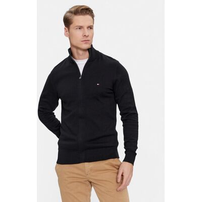 Tommy Hilfiger Kardigán MW0MW28050 Čierna Regular Fit Muži Tommy Hilfiger Kardigán MW0MW28050 Čierna Regular Fit Muži
