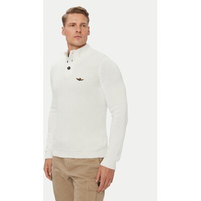 Aeronautica Militare Sveter 262MA1572UL00409 Biela Regular Fit Muži Aeronautica Militare Sveter 262MA1572UL00409 Biela Regular Fit Muži