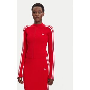 adidas Mikina adicolor 3-Stripes JY2598 Červená Slim Fit Ženy adidas Mikina adicolor 3-Stripes JY2598 Červená Slim Fit Ženy