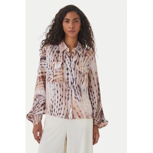 Guess Košeľa W6GH22 W1789 Béžová Regular Fit Ženy Guess Košeľa W6GH22 W1789 Béžová Regular Fit Ženy