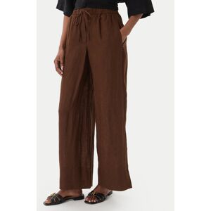 Tommy Hilfiger Bavlnené nohavice WW0WW48970 Tmavo hnedá Wide Leg Ženy Tommy Hilfiger Bavlnené nohavice WW0WW48970 Tmavo hnedá Wide Leg Ženy