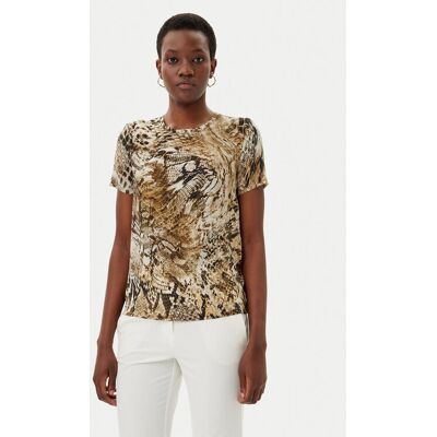Marciano Guess Blúzka Blusa tatjana ss printed Hnedá Comfort Fit Ženy Marciano Guess Blúzka Blusa tatjana ss printed Hnedá Comfort Fit Ženy
