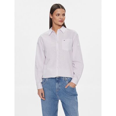 Tommy Jeans Košeľa DW0DW17737 Fialová Boxy Fit Ženy Tommy Jeans Košeľa DW0DW17737 Fialová Boxy Fit Ženy