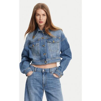Versace Jeans Couture Džínsová bunda 78HAS450 Modrá Relaxed Fit Ženy Versace Jeans Couture Džínsová bunda 78HAS450 Modrá Relaxed Fit Ženy