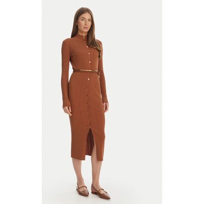 Elisabetta Franchi Úpletové šaty AM-15S-61E2-V490 Hnedá Regular Fit Ženy Elisabetta Franchi Úpletové šaty AM-15S-61E2-V490 Hnedá Regular Fit Ženy