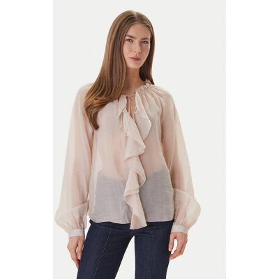 Guess Blúzka W6GH28 W1844 Béžová Regular Fit Ženy Guess Blúzka W6GH28 W1844 Béžová Regular Fit Ženy