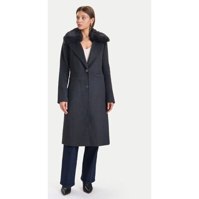 Guess Vlnený kabát W5BL19 W2642 Sivá Regular Fit Ženy Guess Vlnený kabát W5BL19 W2642 Sivá Regular Fit Ženy