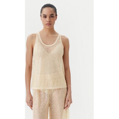 PINKO Top Waiting canottiera rete Béžová Slim Fit Ženy PINKO Top Waiting canottiera rete Béžová Slim Fit Ženy