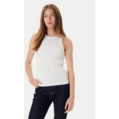 Tommy Hilfiger Top WW0WW45706 Écru Slim Fit Ženy Tommy Hilfiger Top WW0WW45706 Écru Slim Fit Ženy