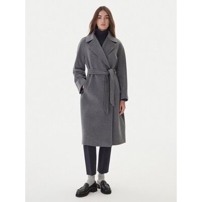 Weekend Max Mara Vlnený kabát Resina 2525016102 Sivá Regular Fit Ženy Weekend Max Mara Vlnený kabát Resina 2525016102 Sivá Regular Fit Ženy