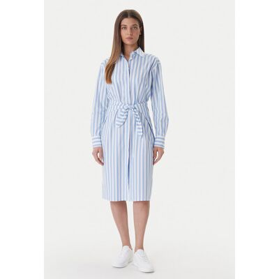 Calvin Klein Košeľové šaty Yarndye LV044F032G Modrá Regular Fit Ženy Calvin Klein Košeľové šaty Yarndye LV044F032G Modrá Regular Fit Ženy