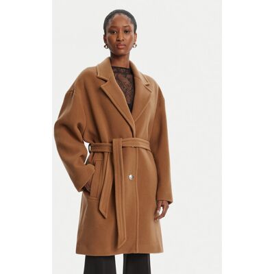 PINKO Vlnený kabát 105685 A2SM Hnedá Regular Fit Ženy PINKO Vlnený kabát 105685 A2SM Hnedá Regular Fit Ženy
