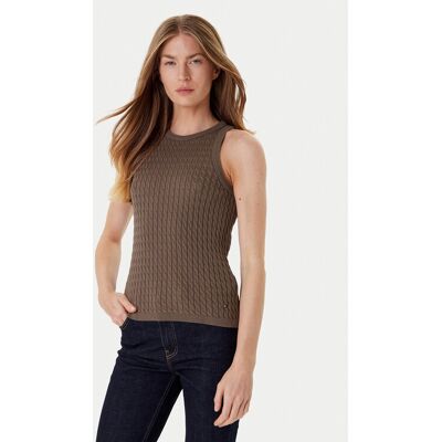 Tommy Hilfiger Top WW0WW45706 Hnedá Slim Fit Ženy Tommy Hilfiger Top WW0WW45706 Hnedá Slim Fit Ženy