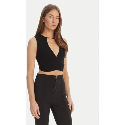 Elisabetta Franchi Top TK-76S-61E2-V250 Čierna Regular Fit Ženy Elisabetta Franchi Top TK-76S-61E2-V250 Čierna Regular Fit Ženy