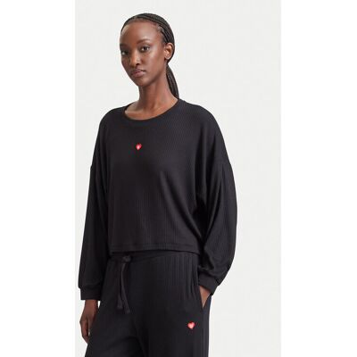 HUGO Blúzka Heart 50566668 Čierna Relaxed Fit Ženy HUGO Blúzka Heart 50566668 Čierna Relaxed Fit Ženy
