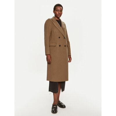 Tommy Hilfiger Vlnený kabát WW0WW42621 Kaki Regular Fit Ženy Tommy Hilfiger Vlnený kabát WW0WW42621 Kaki Regular Fit Ženy