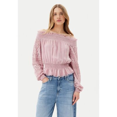 Guess Blúzka W5GH0S WE550 Ružová Regular Fit Ženy Guess Blúzka W5GH0S WE550 Ružová Regular Fit Ženy