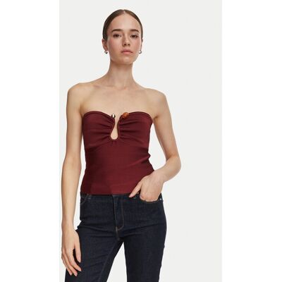Guess Top W6YR37 Z1042 Bordová Slim Fit Ženy Guess Top W6YR37 Z1042 Bordová Slim Fit Ženy