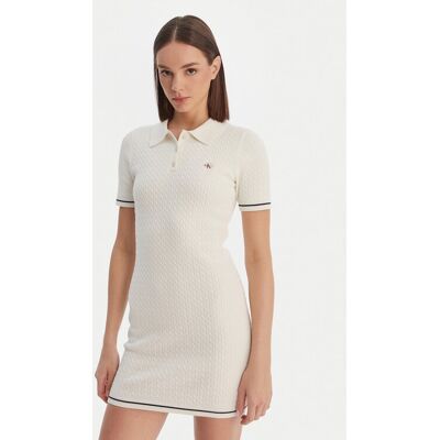 Calvin Klein Každodenné šaty Microcable LV047F323G Béžová Slim Fit Ženy Calvin Klein Každodenné šaty Microcable LV047F323G Béžová Slim Fit Ženy