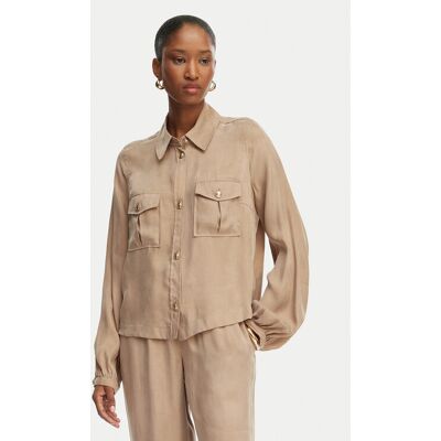 Guess Košeľa W6GH22 W1789 Béžová Regular Fit Ženy Guess Košeľa W6GH22 W1789 Béžová Regular Fit Ženy