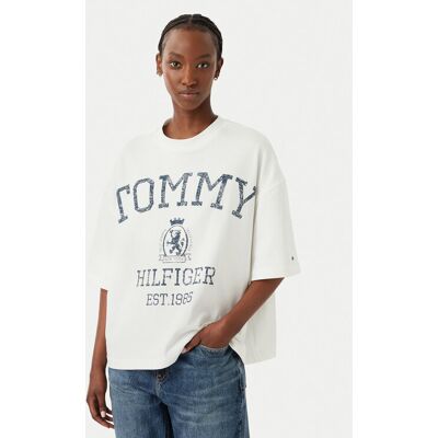 Tommy Hilfiger Tričko Varsity WW0WW50940 Krémová Relaxed Fit Ženy Tommy Hilfiger Tričko Varsity WW0WW50940 Krémová Relaxed Fit Ženy