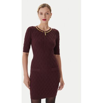 Elisabetta Franchi Koktejlové šaty AM-20B-56E2-V480 Bordová Regular Fit Ženy Elisabetta Franchi Koktejlové šaty AM-20B-56E2-V480 Bordová Regular Fit Ženy
