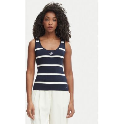 Tommy Hilfiger Top WW0WW48480 Tmavomodrá Slim Fit Ženy Tommy Hilfiger Top WW0WW48480 Tmavomodrá Slim Fit Ženy