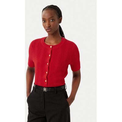 Tommy Hilfiger Kardigán WW0WW50070 Červená Slim Fit Ženy Tommy Hilfiger Kardigán WW0WW50070 Červená Slim Fit Ženy