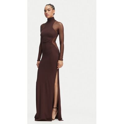Elisabetta Franchi Večerné šaty AB-R22-62E2-V600 Hnedá Slim Fit Ženy Elisabetta Franchi Večerné šaty AB-R22-62E2-V600 Hnedá Slim Fit Ženy