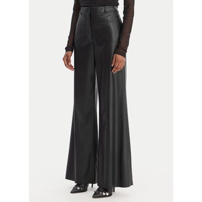 HUGO Nohavice z imitácie kože Hasmina-1 50552964 Čierna Wide Leg Ženy HUGO Nohavice z imitácie kože Hasmina-1 50552964 Čierna Wide Leg Ženy