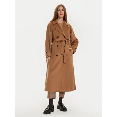 Tommy Hilfiger Vlnený kabát WW0WW45919 Hnedá Oversize Ženy Tommy Hilfiger Vlnený kabát WW0WW45919 Hnedá Oversize Ženy