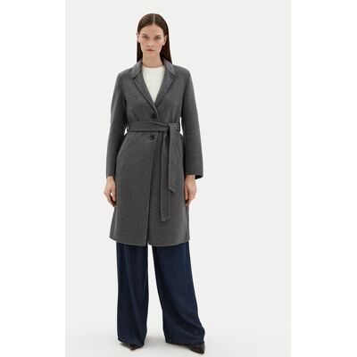 Motivi Vlnený kabát 0042Q000529N Sivá Regular Fit Ženy Motivi Vlnený kabát 0042Q000529N Sivá Regular Fit Ženy