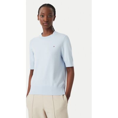 Tommy Hilfiger Tričko WW0WW49705 Modrá Slim Fit Ženy Tommy Hilfiger Tričko WW0WW49705 Modrá Slim Fit Ženy