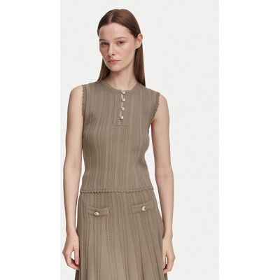Guess Blúzka W6YR24 Z0970 Tmavo béžová Slim Fit Ženy Guess Blúzka W6YR24 Z0970 Tmavo béžová Slim Fit Ženy