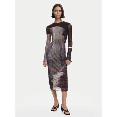 Desigual Každodenné šaty Abyss Lacroix 25WWVK01 Hnedá Slim Fit Ženy Desigual Každodenné šaty Abyss Lacroix 25WWVK01 Hnedá Slim Fit Ženy