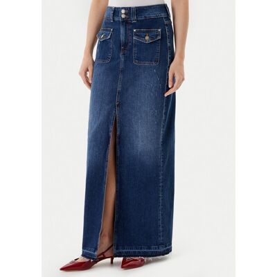 Guess Džínsová sukňa W5YD63 D5QP3 Modrá Regular Fit Ženy Guess Džínsová sukňa W5YD63 D5QP3 Modrá Regular Fit Ženy