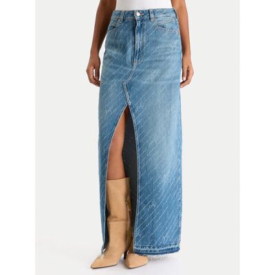 BOSS Džínsová sukňa 50542445 Modrá Regular Fit Ženy BOSS Džínsová sukňa 50542445 Modrá Regular Fit Ženy