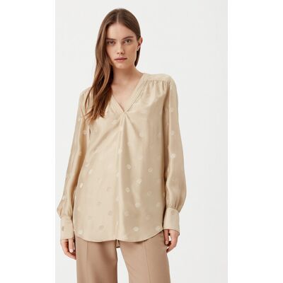 BOSS Blúzka 50532823 Béžová Regular Fit Ženy BOSS Blúzka 50532823 Béžová Regular Fit Ženy
