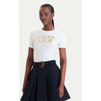 Versace Jeans Couture Tričko 80HAHT00 CJ03T Biela Slim Fit Ženy Versace Jeans Couture Tričko 80HAHT00 CJ03T Biela Slim Fit Ženy