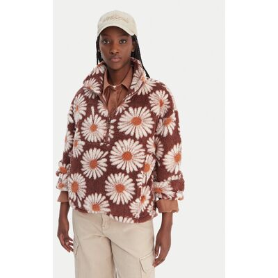 Billabong Fleecová mikina Time Off EBJPF00112 Hnedá Relaxed Fit Ženy Billabong Fleecová mikina Time Off EBJPF00112 Hnedá Relaxed Fit Ženy
